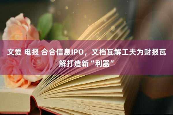 文爱 电报 合合信息IPO，文档瓦解工夫为财报瓦解打造新“利器”