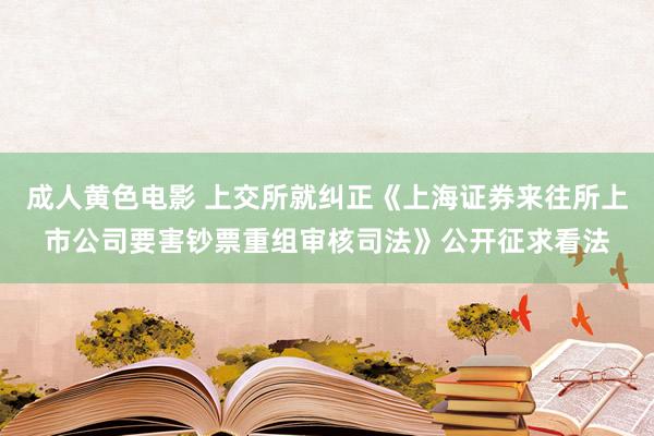 成人黄色电影 上交所就纠正《上海证券来往所上市公司要害钞票重组审核司法》公开征求看法