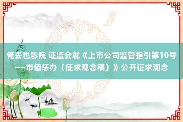 俺去也影院 证监会就《上市公司监管指引第10号——市值惩办（征求观念稿）》公开征求观念