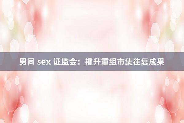 男同 sex 证监会：擢升重组市集往复成果