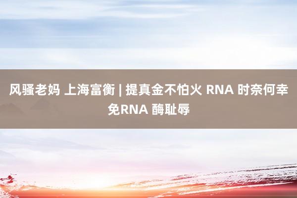 风骚老妈 上海富衡 | 提真金不怕火 RNA 时奈何幸免RNA 酶耻辱