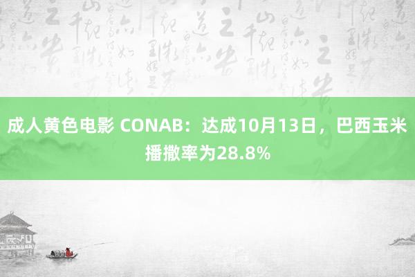 成人黄色电影 CONAB：达成10月13日，巴西玉米播撒率为28.8%