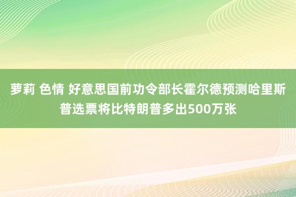 萝莉 色情 好意思国前功令部长霍尔德预测哈里斯普选票将比特朗普多出500万张