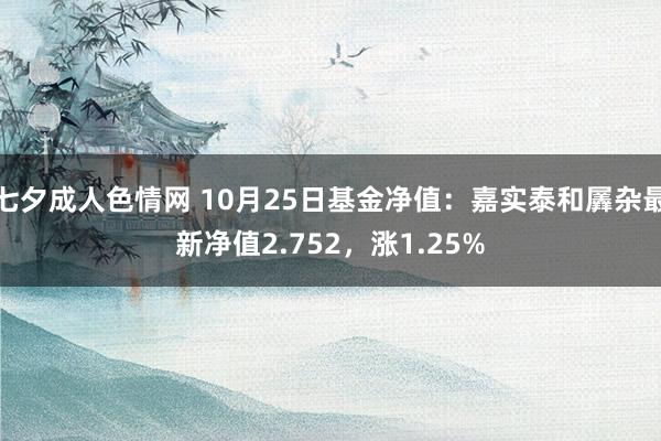 七夕成人色情网 10月25日基金净值：嘉实泰和羼杂最新净值2.752，涨1.25%