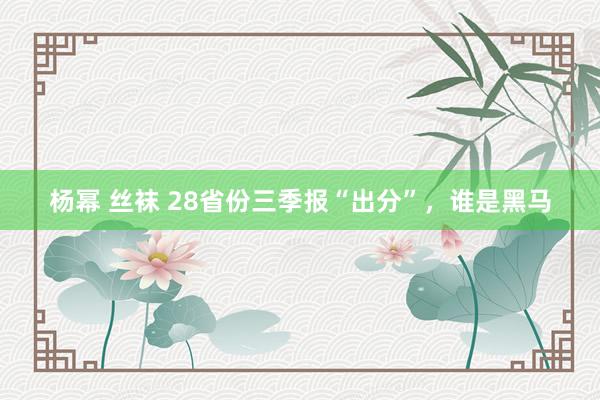 杨幂 丝袜 28省份三季报“出分”，谁是黑马