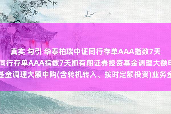 真实 勾引 华泰柏瑞中证同行存单AAA指数7天抓有期: 华泰柏瑞中证同行存单AAA指数7天抓有期证券投资基金调理大额申购(含转机转入、按时定额投资)业务金额范围的公告