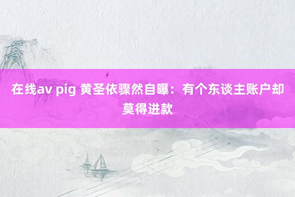 在线av pig 黄圣依骤然自曝：有个东谈主账户却莫得进款