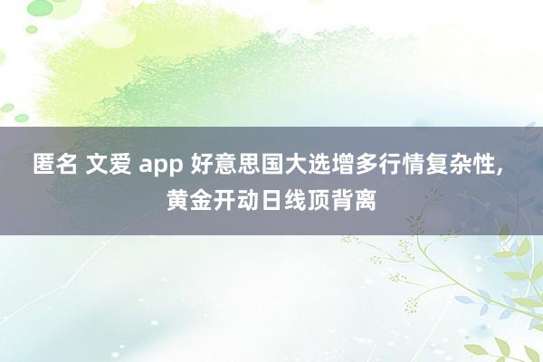 匿名 文爱 app 好意思国大选增多行情复杂性， 黄金开动日线顶背离